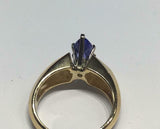 2ct Engagement Ring Marquise Cut Blue Sapphire Wide Trilogy 14k Yellow Gold Over