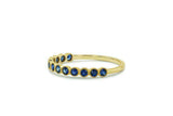 1.2ct Round Cut Blue Sapphire Half Eternity Wedding Band 14k Yellow Gold Finish