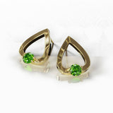 1Ct Round Cut Green Peridot Water Tear Drop Earrings Women 14K Yellow Gold Over