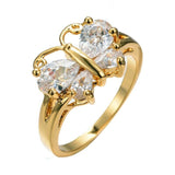 2ct Pear Cut Diamond Engagement Ring 14k YellowGold Over Butterfly Unique Design