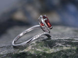 1.5Ct Pear Cut Red Garnet Crown Halo Style Engagement Ring 14K White Gold Finish