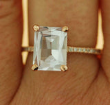 3ct Engagement Ring Emerald Cut Diamond Hidden Dual Halo 14k Rose Gold Finish