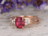 1ct Oval Cut Pink Ruby Engagement Ring Infinity Solitaire 14k Rose Gold Finish