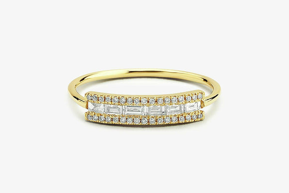 2ct Engagement Ring Baguette Cut Diamond Horizontal Channel 14k Yellow Gold Over