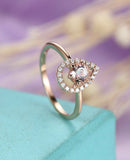 1ct Round Cut Peach Morganite Water Drop Engagement Ring 14k Rose Gold Finish