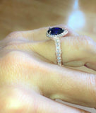 1.5ct Pear Cut Blue Sapphire Filigree Fancy Engagement Ring 14k Rose Gold Finish