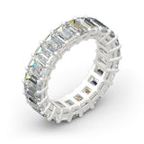 6Ct Emerald Cut Diamond Cocktail Iced Eternity Wedding Band 14K White Gold Over