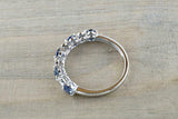 1.5ct Round Cut Alternate Sapphire Diamond Half Eternity Band 14k WhiteGold Over