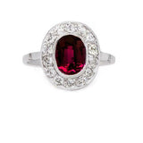 3ct Oval Cut Pink Ruby Engagement Ring Diamond Halo Solitaire 14k WhiteGold Over