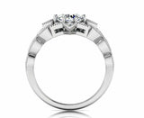 Flower Leaves Design Engagement Ring 2.5ct Round Cut Diamond 14k White Gold Over