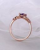 2Ct Round Cut Purple Amethyst Engagement Ring 14K Rose Gold Over Marquise Accent