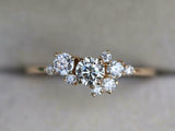 1.8ct Engagement Ring Round Cut Diamond Cluster Design 14k Yellow Gold Finish