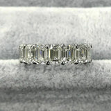 6Ct Emerald Cut Diamond Women Wedding Band 14K White Gold Finish Full Eternity