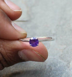 0.5ct Engagement Ring Round Cut Purple Amethyst Solitaire 14k White Gold Finish