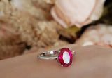 2.5ct Oval Cut Pink Ruby Engagement Ring 14k White Gold Finish Solitaire Promise