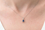 1ct Round Cut Blue Sapphire Unique Design Pendant 14k White Gold Finish NO CHAIN