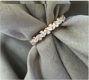 4Ct Marquise Round Cut Diamond Full Eternity Wedding Band 14K Rose Gold Finish