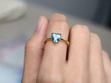 1ct Engagement Ring Heart Cut London Blue Topaz Solitaire 14k Yellow Gold Finish