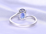 1ct Oval Blue Tanzanite Engagement Ring Swirl Round Accent 14k White Gold Finish