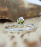 0.5ct Engagement Ring Round Cut Peridot Solitaire Minimalist 14k White Gold Over