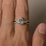 1ct Pear Blue Aquamarine Infinity Solitaire Engagement Ring 14k White Gold Over