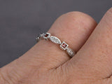 1ct Princess Cut Red Garnet Wedding Band Vintage Stackable 14k White Gold Finish