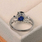 2ct Oval Cut Blue Sapphire Solitaire Split Band Accent Ring 14k WhiteGold Finish