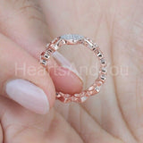 1ct Round Cut Moissanite Cluster Heart Valentine Wed Band 14k Rose Gold Plated