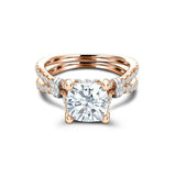 Dual Split Shank Solitaire Ring 1.75ct Cushion Cut Diamond 14k Rose Gold Finish