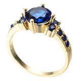 2ct Round Blue Sapphire Engagement Ring 14k Yellow Gold Finish Solitaire Womens