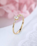 0.6ct Marquise Diamond Engagement Ring Minimalist Trilogy 18k Yellow Gold Finish