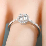 1.6ct Round Cut Diamond Engagement Ring Accents Solitaire 18k White Gold Finish