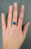 1ct Engagement Ring Round Cut Blue Sapphire Split Shank 14k White Gold Finish