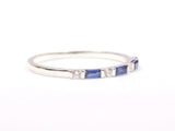 0.5ct Wedding Band Baguette Cut Blue Sapphire Half Eternity 14k WhiteGold Finish