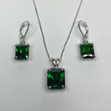 2.5ct Green Emerald Trendy Drop Earrings Pendant Combo Set 14k White Gold Finish