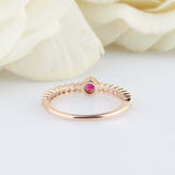 0.3ct Round Cut Pink Ruby Wedding Band Split Open Solitaire 14k Rose Gold Finish