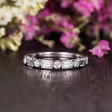 Half Eternity Wedding Ring Band 1.5ct Baguette Cut Diamond 14k White Gold Finish