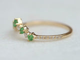 1ct Wedding Band Round Cut Green Peridot Curved Stackable 14k Yellow Gold Finish