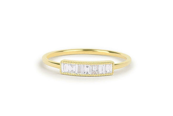 Stackable Anniversary Wedding Band 1ct Baguette Cut Diamond 18k Yellow Gold Over