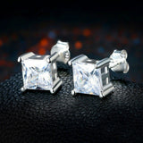 1.5ct Princess Cut VVS1D Diamond Solitaire Stud Earrings 14k White Gold Finish