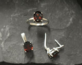 2ct Drop Earrings Oval Cut Red Garnet Solitaire Design 14k White Gold Finish