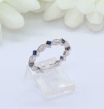 1ct Princess Cut Blue Sapphire Wedding Band Full Eternity 14k White Gold Finish