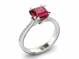 2ct Princess Cut Pink Ruby Bridal Set Band Engagement Ring 18k White Gold Finish