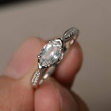 0.8ct Oval Cut Diamond Engagement Ring 14k WhiteGold Finish Diamond Accent Women