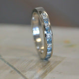 2ct Princess Cut Blue Aquamarine Wedding Band Half Eternity 14k WhiteGold Finish