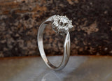 Cluster Flower Engagement Ring 1.3ct Round Cut Diamond 14k White Gold Finish