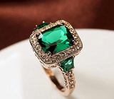 3Ct Elongated Cushion Cut Green Emerald Halo Engagement Ring 14K Rose Gold Over