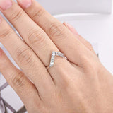 1.2ct Princess Cut Diamond V Shaped Stylish Curved Ring 14k White Gold Finish