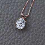 1ct Oval Cut VVS1D Diamond Pendant Solitaire Women 14k Rose Gold Finish NO CHAIN