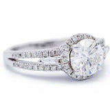 2.25ct Round Cut Diamond Engagement Ring Halo 14k White Gold Finish Split Shank